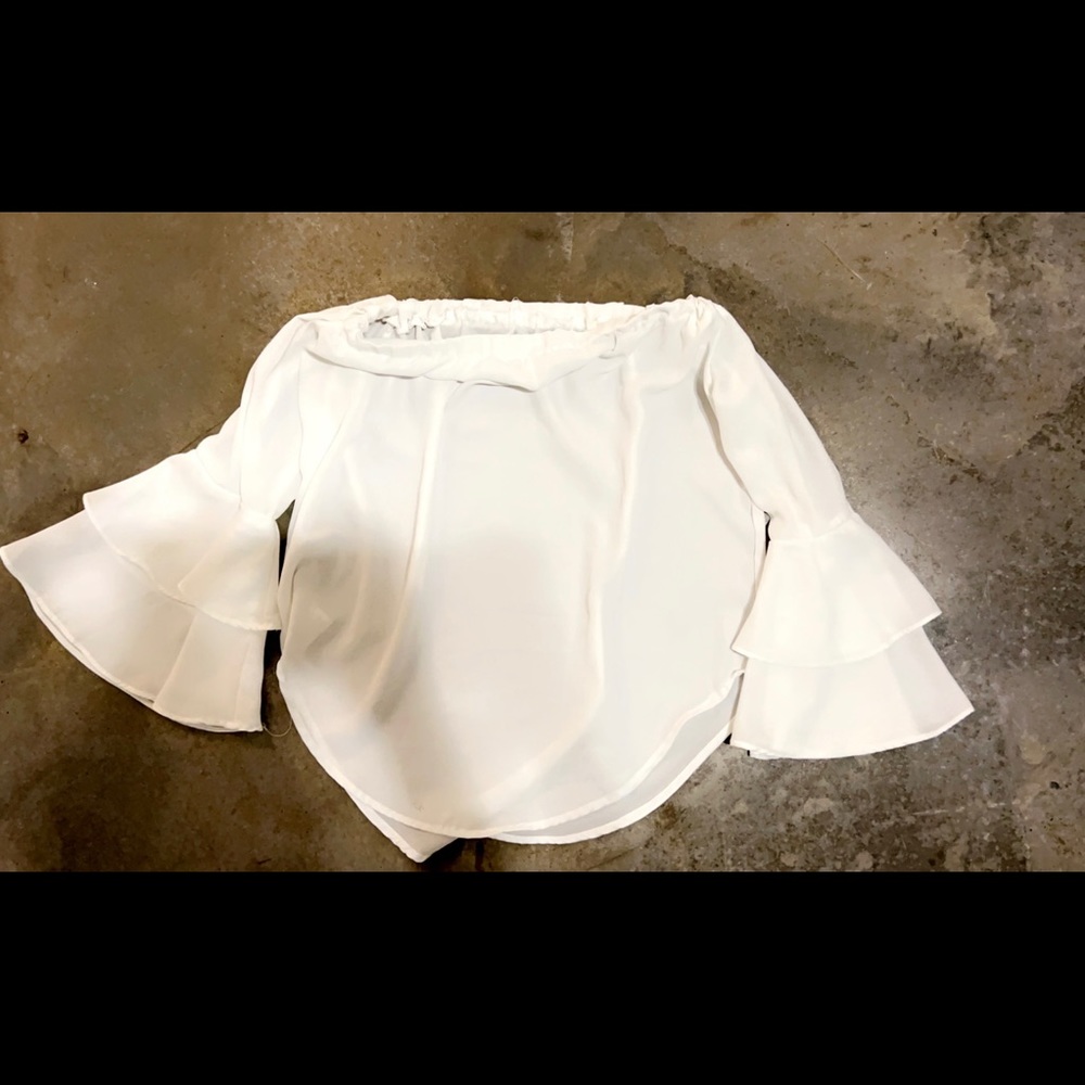White off-shoulder top